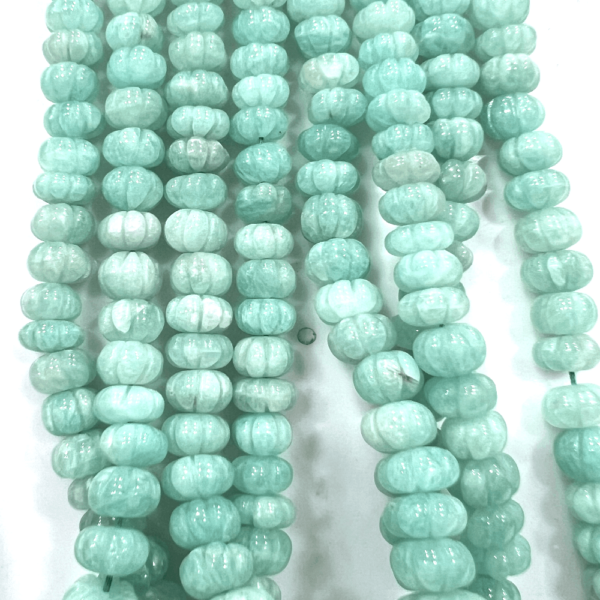 Wonderful Quality Wholesale High Quality Natural Green Amazonite Gemstone Pumpkin Shape 14 Inches Size 8-12mm Approx