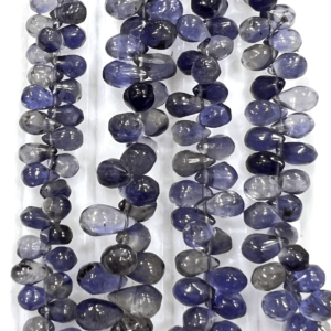 Precious Stone Custom Wholesale High Quality Blue Iolite Smooth Briolette Tear Drops 7 Inches Size 5-7mm Approx