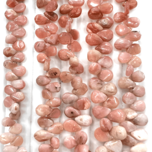 Precious Stone Custom High Quality Pink Opal Smooth Briolette Pear Drops 7 Inches Size 5-7mm Approx