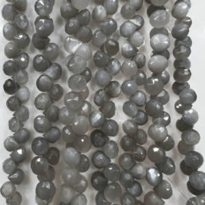 Natural Gray Moonstone Gemstone Faceted Onion Drops Briolette Beads Size 6-7MM Approx Gemstone Bead Jewelry