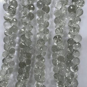 Natural Green Amethyst Quartz Gemstone Faceted Onion Drops Briolette Beads Size 6-7MM Approx Gemstone Bead