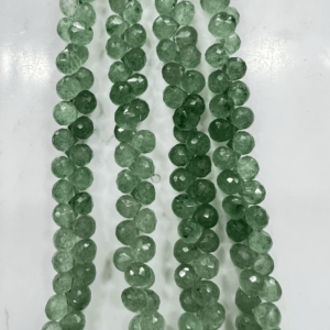 Natural Green Strawberry Quartz Gemstone Faceted Onion Drops Briolette Beads Size 6-7MM Approx Gemstone Bead Jewelry-Making