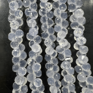 Natural Ice Quartz Gemstone Faceted Onion Drops Briolette Beads Size 6-7MM Approx Exploring Gemstone Beads