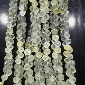 Natural Multi Prehnite Gemstone Faceted Onion Drops Briolette Beads Size 6-7MM Approx Gemstone Beads Unveiled