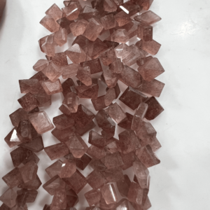 Natural Pink Strawberry Quartz Gemstone Cut Stone Fancy Shape Briolette Beads Size 6-8MM Approx Jewelry design