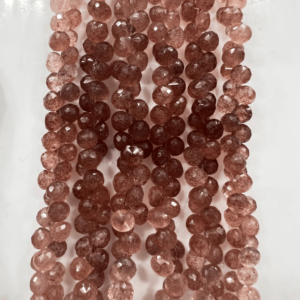 Natural Pink Strawberry Quartz Gemstone Faceted Onion Drops Briolette Beads Size 6-7MM Approx Gemstone pendants