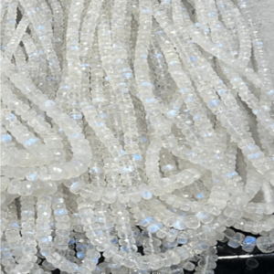 Blue Fire Rainbow Moonstone Faceted Rondelle Beads Quality Size 4 to 7mm Approx 17 Inches Strand Gemstone Beads Manufacturer