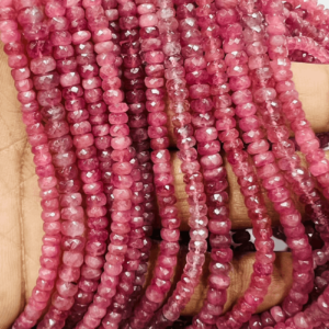 Natural Pink Tourmaline Faceted Rondelle Quality 17 Inches Strand Size 4 to 6mm Approx Gemstone Beads and Semi Precious Stone Beads