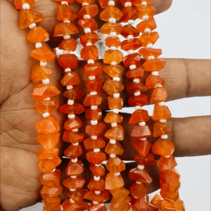 Natural Carnelian Faceted Fancy Shape Nuggets Beads Size 10 to 12mm 8 Inches