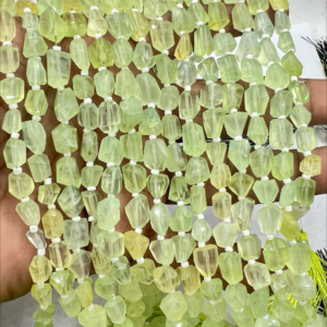 8 Inches Natural Green Prehnite Faceted Nuggets High Quality Size 10 to 12mm Approx.