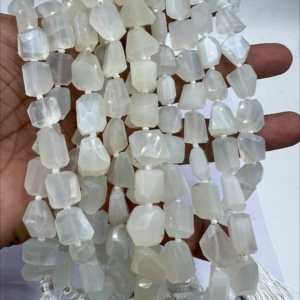 8 Inches Natural White Moonstone Faceted Nuggets High Quality Size 10 to 12mm Approx.
