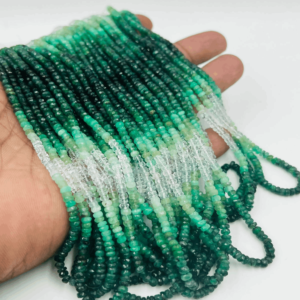 High Quality Natural Shaded Emerald Faceted Rondelle Beads 14 Inches Strand Size 3 Mm