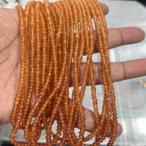 High Quality Natural Orange Garnet Smooth Rondelle Beads 14 Inches Strand Size 4 Mm