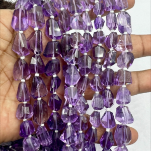 8 Inches Natural Purple Amethyst Quartz Faceted Nuggets High Quality Size 10 to 12mm Approx.