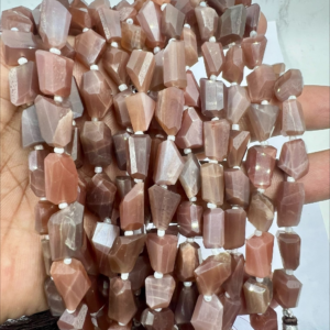 8 Inches Natural Chocolate Moonstone Faceted Nuggets High Quality Size 10 to 12mm Approx.