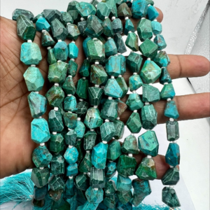 8 Inches Natural Chrysocolla Faceted Nuggets High Quality Size 10 to 12mm Approx.