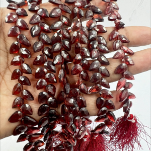 8 Inches Natural Red Garnet Faceted Briolette Pear Drops High Quality Size 6 to 7mm Approx.