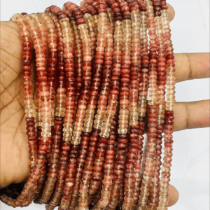 Beautiful High Quality Natural Red Labradorite Andisine Gemstone Faceted Rondelle Beads Size 4mm Approx 14 Inches Strand