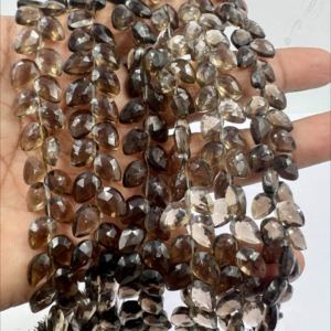 Wholesale Bulk 8 Inches Natural Smokey Quartz Faceted Briolette Pear Drops High Quality Size 6 to 7mm Approx.