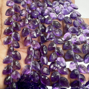 Wholesale Bulk 8 Inches Natural Purple Amethyst Faceted Briolette Pear Drops High Quality Size 6 to 7mm Approx.