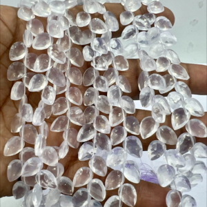 Wholesale Bulk 8 Inches Natural Ice Quartz Faceted Briolette Pear Drops High Quality Size 6 to 7mm Approx.
