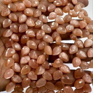 Wholesale Bulk 8 Inches Natural Peach Moonstone Faceted Briolette Pear Drops High Quality Size 6 to 7mm Approx.