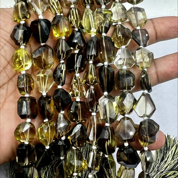 8 Inches Natural Bio-lemon Quartz Faceted Nuggets High Quality Size 10 to 12mm Approx.