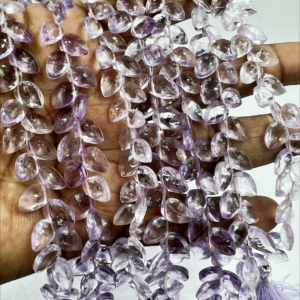 Wholesale Bulk 8 Inches Natural Pink Amethyst Faceted Briolette Pear Drops High Quality Size 6 to 7mm Approx.