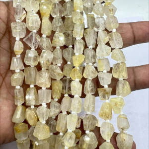 8 Inches Natural Golden Rutilated Quartz Faceted Nuggets High Quality Size 10 to 12mm Approx.