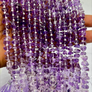 Wholesale Bulk 8 Inches Natural Pink Amethyst Quartz Faceted Fancy Nuggets High Quality Size 6 to 7mm Approx.