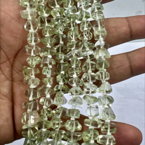 Wholesale Bulk 8 Inches Natural Green Amethyst Quartz Faceted Fancy Nuggets High Quality Size 6 to 7mm Approx.