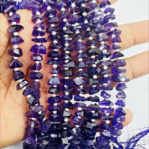 8 Inches Natural Purple Amethyst Quartz Faceted Fancy Nuggets High Quality Size 6 to 7mm Approx. Wholesale Bulk