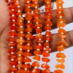8 Inches Natural Red Carnelian Faceted Fancy Nuggets High Quality Size 6 to 7mm Approx. Wholesale Bulk
