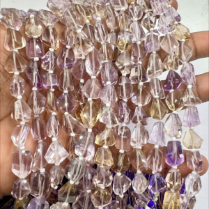 8 Inches Natural Ametrine Quartz Faceted Nuggets High Quality Size 10 to 12mm Approx.