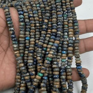 High Quality Natural Azurite Faceted Rondelle Beads 14 Inches Strand Size 4 to 5mm