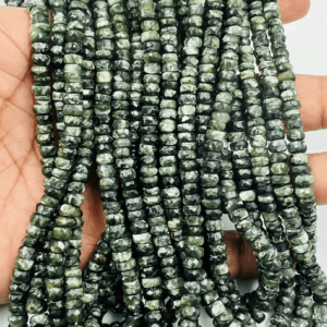 High Quality Natural Seraphinite Faceted Rondelle Beads 14 Inches Strand Size 4 to 5mm