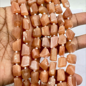 8 Inches Natural Peach Moonstone Faceted Nuggets High Quality Size 10 to 12mm Approx.