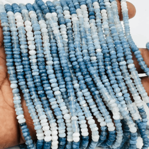High Quality Natural Blue Opal Faceted Rondelle Beads 14 Inches Strand Size 4 to 5mm