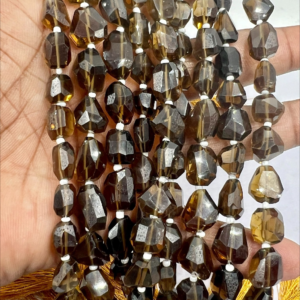 8 Inches Natural Beer Quartz Faceted Nuggets High Quality Size 10 to 12mm Approx.