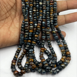 Top Quality Natural Pietersite Gemstone Faceted Rondelle Beads Size 4 to 6mm Approx. Electric Blue Color Wholesale Pietersite Gemstone