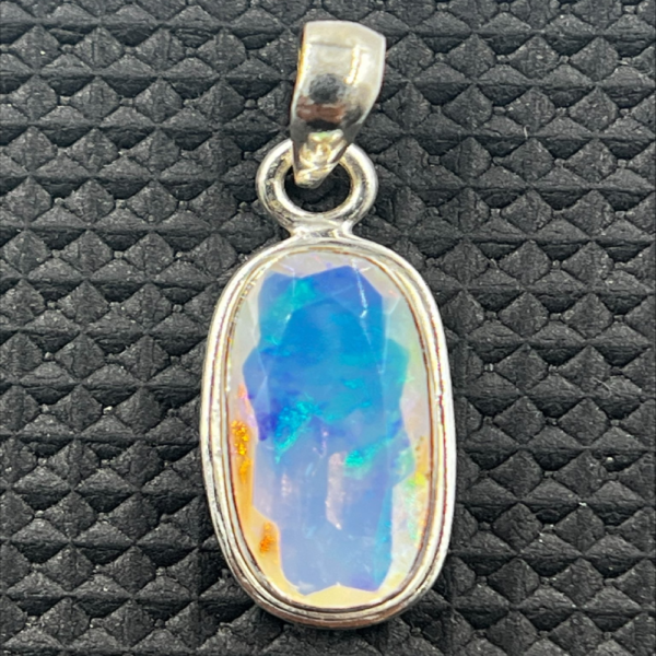 Elegance Unveiled Sterling Silver Opal Pendant Ethiopian Opal Cut Stone 925 Sterling Silver Pendent