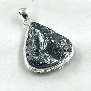 Shungite Gemstone Silver Pendant Abstract Artistry Sterling Silver Pendant Genuine Gemstone Jewelry