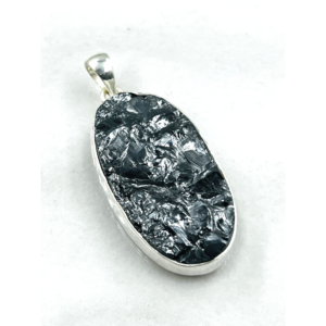 Shungite Gemstone Silver Pendant Modern Boho Chic Gemstone Silver Necklace Genuine Gemstone Jewelry